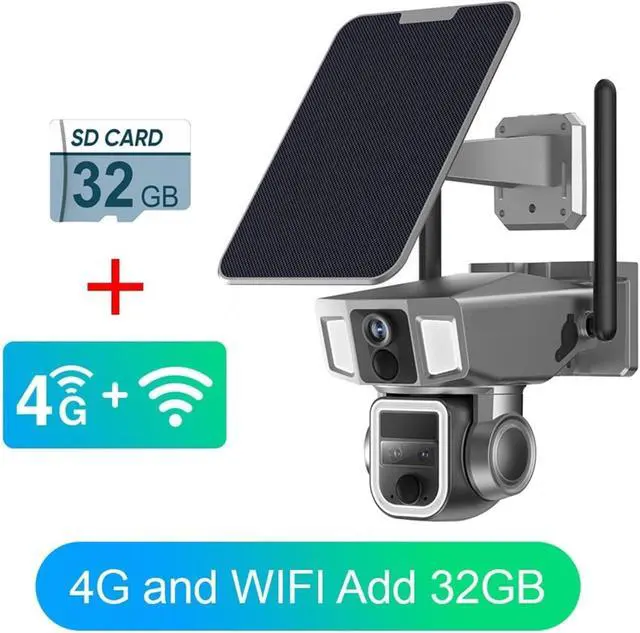 Alt view image 6 of 7 - 4G WiFi Solar Outdoor Security Camera Dual Lens 10X Zoom PTZ Camera 4K 12MP Human Tracking Wireless Surveillance Cam(WiFi Version Add128G)