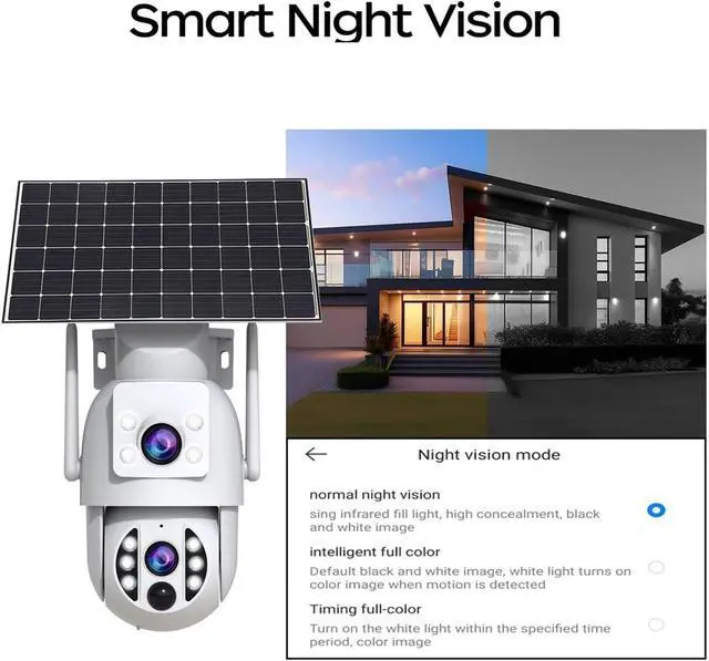 Alt view image 6 of 6 - Wireless Solar Outdoor Security Camera,4K Dual Lens IP Cam with PIR Human Detection & Night Vision Built-in Battery