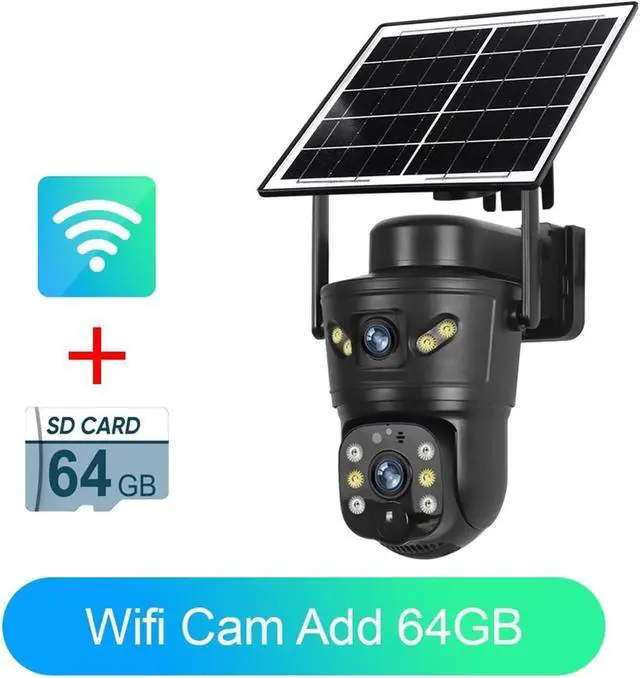 Alt view image 3 of 7 - Vision 4G /WiFi Outdoor Solar Camera 8MP Dual Lens PIR Sim Card Built in Night Vision Waterproof Security Camara Battery CCTV