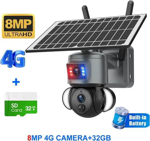 Alt view image 2 of 7 - Solar Outdoor Security Camera, 12MP 8K 60X Zoom 4G SIM Dual Lens Cam, Dual PIR Humanoid Auto Tracking with Real-Time Alerts