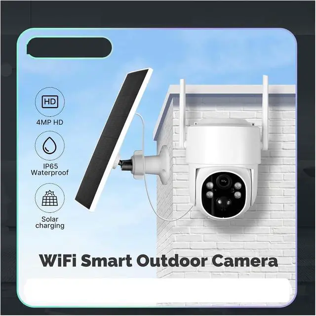 Alt view image 2 of 7 - 4 Million Pixel WiFi Solar-Powered Camera, IP65 Waterproof, Automatic Human Body Tracking, Full-Color Night Vision, Outdoor Surveillance Camera