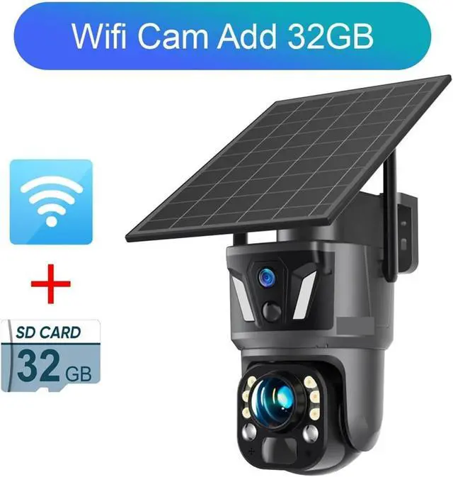 Alt view image 2 of 7 - Dual Screen 4K Solar PTZ Outdoor Security Camera 99X Zoom 4G LTE 2.4G WiFi AI Human Detection Auto Tracking Rechargeable Battery(WiFi 20XZoom 32G)