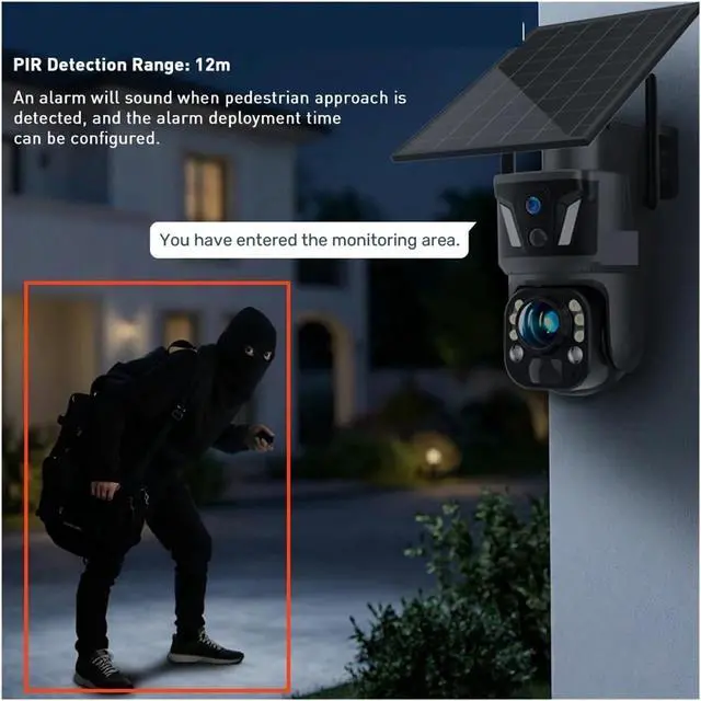 Alt view image 7 of 7 - Dual Screen 4K Solar PTZ Outdoor Security Camera 99X Zoom 4G LTE 2.4G WiFi AI Human Detection Auto Tracking Rechargeable Battery(WiFi 20XZoom 32G)