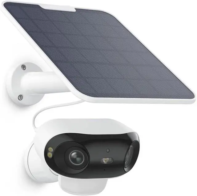 Alt view image 2 of 7 - 180° Dual-Lens 8MP 4K Solar Battery Powered Outdoor Security Camera 2.4G WiFi Color Night Vision AI Human Detection Home Surveillance(Camera)