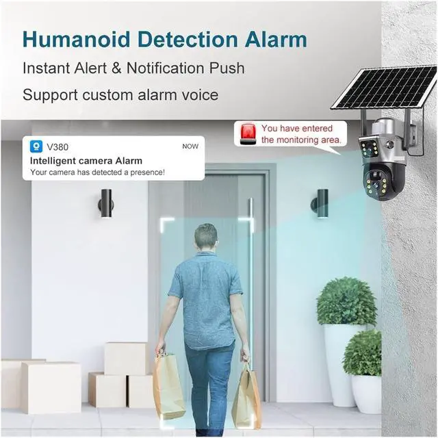 Alt view image 7 of 7 - 4G WiFi Solar Outdoor Security Camera Dual Lens Dual Screen 10X Zoom PTZ 4K 8MP Human Auto Tracking Surveillance Cam(4G 10XZoom No Card)