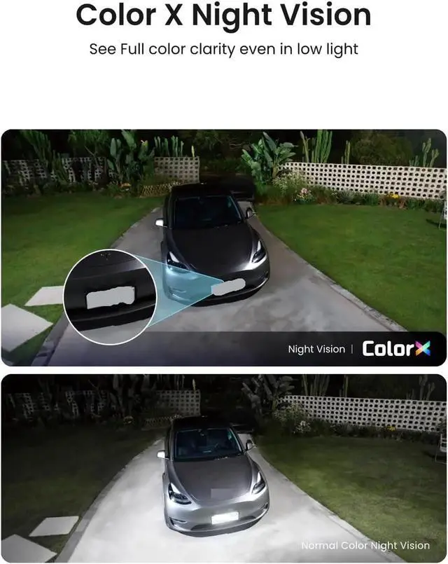 Alt view image 5 of 7 - 180° Dual-Lens 8MP 4K Solar Battery Powered Outdoor Security Camera 2.4G WiFi Color Night Vision AI Human Detection Home Surveillance(Camera)