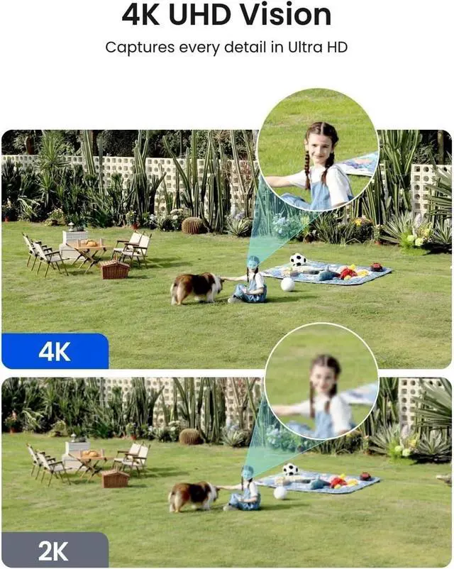 Alt view image 4 of 7 - 180° Dual-Lens 8MP 4K Solar Battery Powered Outdoor Security Camera 2.4G WiFi Color Night Vision AI Human Detection Home Surveillance(Camera)