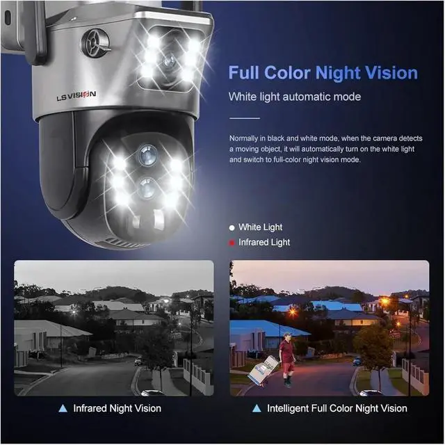 Alt view image 7 of 7 - Vision 12MP 4G/WiFi Dual Screen Solar Camera Outdoor 10X Zoom 6K Three Lens Human Auto Tracking Surveillance Camera(WiFi 10xZoom No Card)
