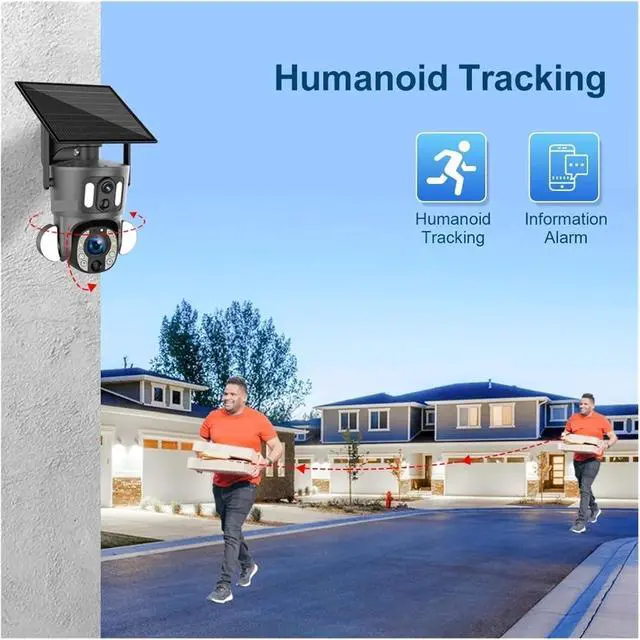 Alt view image 6 of 7 - Dual Screen 8MP Solar PTZ Security Camera 4K 20X Optical Zoom 4G LTE 2.4G WiFi Dual PIR Human Detection Auto Tracking Outdoor IP66(4K 4G 20X Zoom)