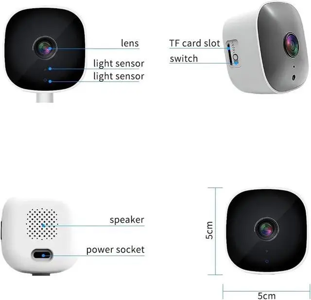 Alt view image 7 of 7 - 5MP Mini WiFi Security Camera with IP/AP Remote Monitoring, Two-Way Audio, Motion Detection & Cloud Storage(EU)