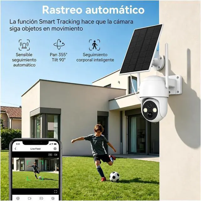 Alt view image 4 of 6 - Wireless WiFi Solar Security Camera, IP65 Weatherproof, Two-Way Talk, 128G TF Card Support, Wide Temperature Range