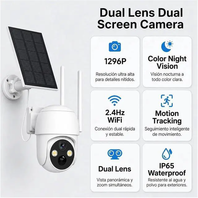 Alt view image 5 of 6 - Wireless WiFi Solar Security Camera, IP65 Weatherproof, Two-Way Talk, 128G TF Card Support, Wide Temperature Range