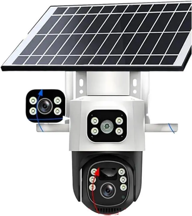 Main image of 12MP Solar WiFi IP Camera CCTV Three Lens Three Screen Auto Tracking Outdoor 6K 4G Surveillance Camera Security Protection(4G Cam Add 64G)