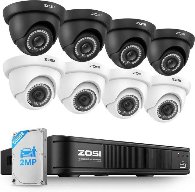 Main image of ZOSI H.265+ 1080p Security Camera System, 5MP-Lite 8CH CCTV DVR Recorder with AI Human Vehicle Detection, 8 x 1080p Weatherproof Dome Camera Outdoor Indoor, 80ft Night Vision, Motion Alerts, 500GB HDD