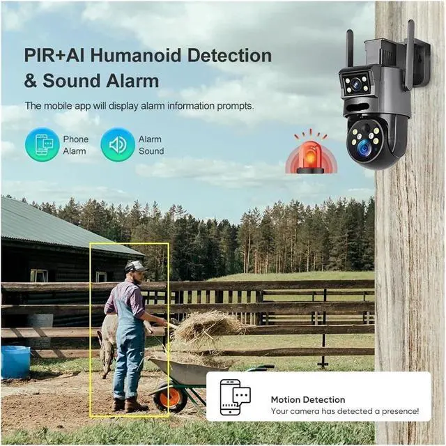 Alt view image 5 of 7 - 8MP Real 20X Optical Zoom Dual Screen Solar Secutity Camera 4K 4G/WiFi PIR Detection Auto Tracking PTZ Camera(WiFi 20XZoom 32G)