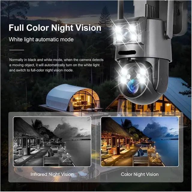 Alt view image 6 of 7 - 8MP Real 20X Optical Zoom Dual Screen Solar Secutity Camera 4K 4G/WiFi PIR Detection Auto Tracking PTZ Camera(WiFi 20XZoom 32G)