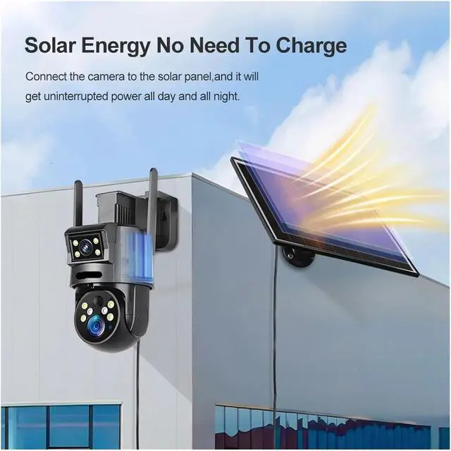 Alt view image 7 of 7 - 8MP Real 20X Optical Zoom Dual Screen Solar Secutity Camera 4K 4G/WiFi PIR Detection Auto Tracking PTZ Camera(WiFi 20XZoom 32G)