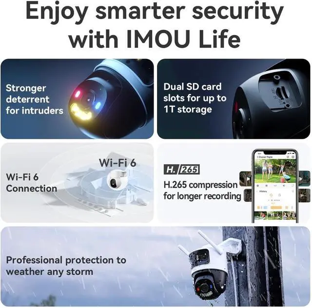 Alt view image 6 of 6 - Triple 11MP Multi Lens WiFi Security Camera AI Human Vehicle Detection Smart Color Surveillance Outdoor Camera(EU Plug,Cruiser Triple)