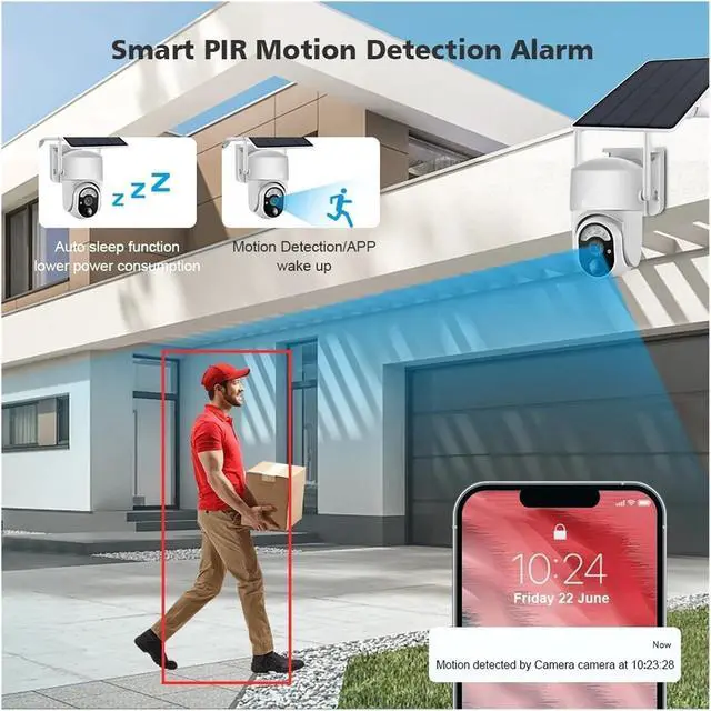 Alt view image 2 of 5 - 5MP WIFI/4G SIM Card Solar Panel Camera Rechargeable Battery PTZ Outdoor PIR Motion Detection 2-Way Audio Surveillance Camera(5MP 4G NO TF Card)