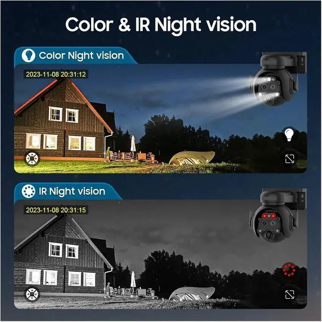 Alt view image 5 of 7 - 4K 8MP Solar Camera 4G SIM/WiFi Solar Security Camera 12X Zoom Color Night Vision Surveillance PIR Monitor PTZ Camera(White WiFi 128GB)