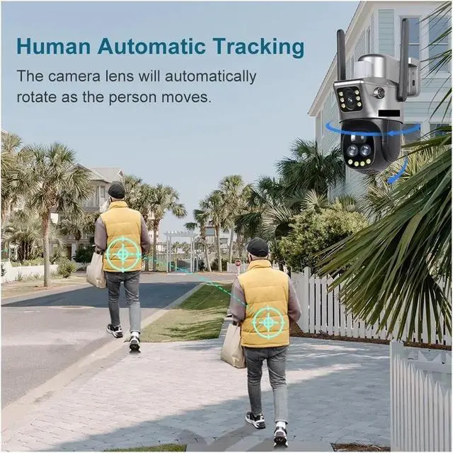 Alt view image 6 of 7 - V380 Outdoor Security Camera 8MP 4K Dual Lens WiFi 4G Solar Powered 10X Zoom PIR Human Detection Night Vision CCTV(4G 10XZoom Add 64G)