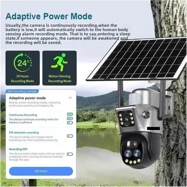 Alt view image 7 of 7 - V380 Outdoor Security Camera 8MP 4K Dual Lens WiFi 4G Solar Powered 10X Zoom PIR Human Detection Night Vision CCTV(4G 10XZoom Add 64G)