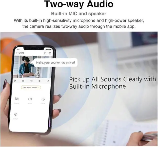 Alt view image 3 of 4 - WiFi 4MP Home Outdoor Camera Two Way CCTV Dual-Antenna Motion Detection Security HFW1430DT-STW &DC12V(2.8mm,EU Plug_4MP ADD 128GB)