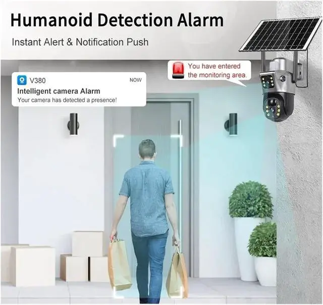 Alt view image 7 of 7 - 4G Solar Camera WiFi PTZ IP Camera 2-Lens 2-Screen Battery CCTV Motion Detection Human Auto Tracking Surveillance Cameras(4G Add 128GB Card)