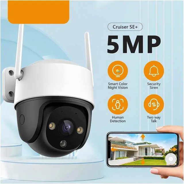 Alt view image 2 of 6 - Superior SE+ 5MP 3K WiFi Camera: Dual Antenna, IP66 Weatherproof, Full Color, AI Human Tracking for Outdoor Security(US Plug_Cruiser SE Plus 5MP)