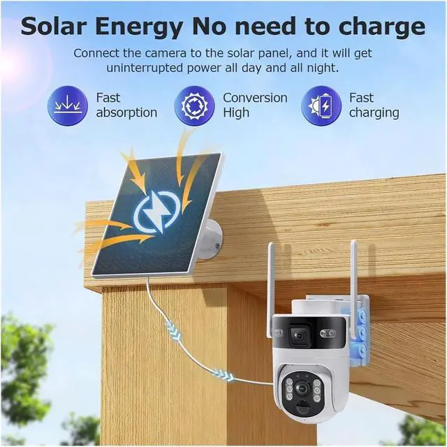 Alt view image 6 of 6 - Continuous Video Surveillance Camera, Solar Power, WiFi, 4G Wireless Outdoor Security Camera(4G Cam 64G TF)