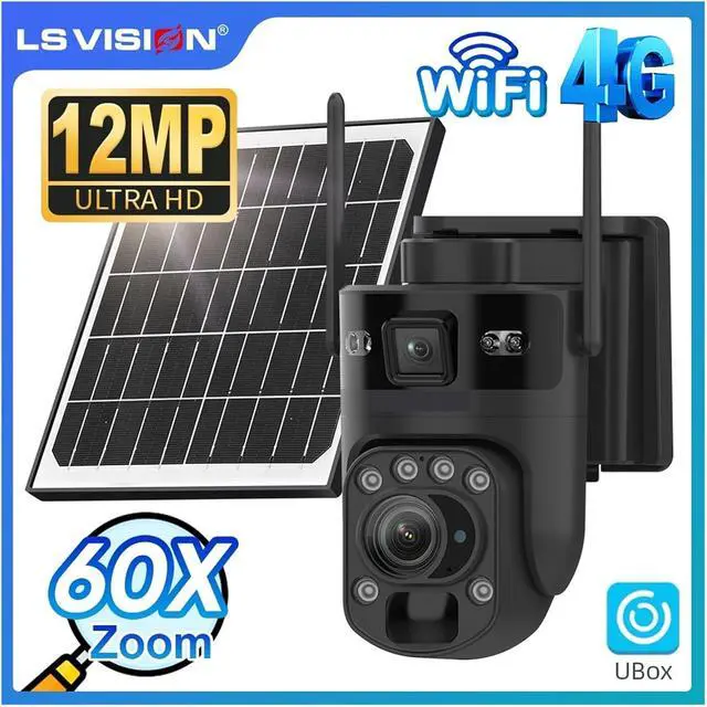 Alt view image 3 of 7 - Vision 4K 60X Optical Zoom 4G Solar Camera Dual Screen Outdoor WiFi PTZ PIR Detection Human Auto Tracking Cameras(WiFi Cam Add 32G)