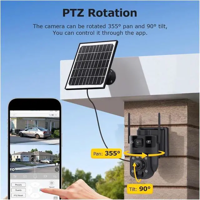 Alt view image 7 of 7 - Vision 4K 60X Optical Zoom 4G Solar Camera Dual Screen Outdoor WiFi PTZ PIR Detection Human Auto Tracking Cameras(WiFi Cam Add 32G)