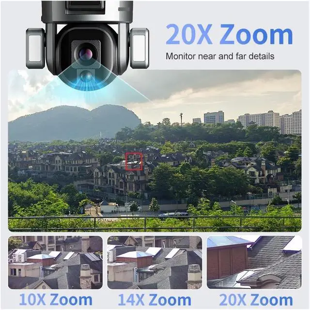 Alt view image 5 of 7 - 4K 20X Zoom 4G Solar Wireless Outdoor Security Camera, Dual-Screen WiFi IP Cam Night Vision Full Color Auto Tracking(WiFi 20X Zoom 128G)