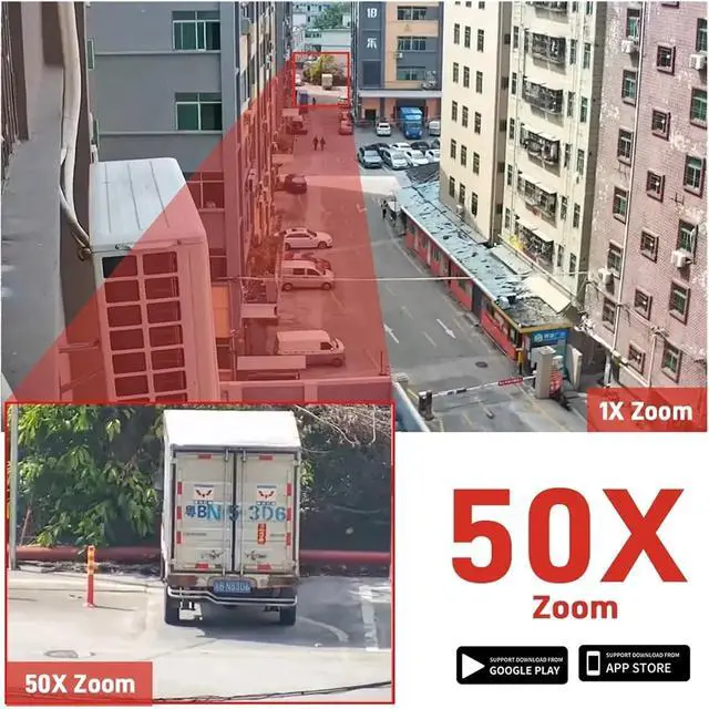 Alt view image 5 of 6 - 4K 8MP Outdoor WiFi PTZ Security Cam Dual Lens 20/50X Zoom Long IR Vision ONVIF(8MP 50X Add 64G Card)