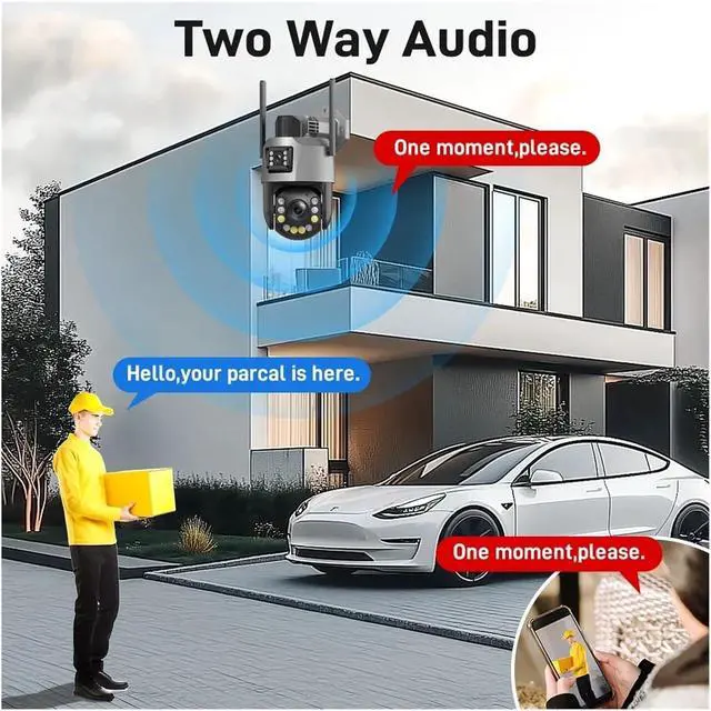 Alt view image 6 of 6 - 4K 8MP Outdoor WiFi PTZ Security Cam Dual Lens 20/50X Zoom Long IR Vision ONVIF(8MP 50X Add 64G Card)