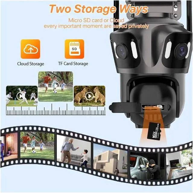 Alt view image 7 of 7 - Three Screen WiFi IP Camera Outdoor Dual Lens Camera Ai Human Detection Waterproof CCTV Video Security Camera ICsee(AU Plug,3 Lens)
