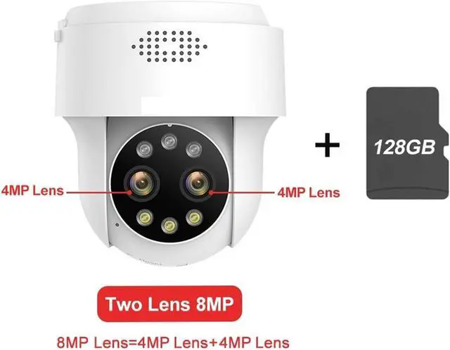 Alt view image 2 of 7 - 8MP 5MP 4MP 2MP WiFi Surveillance Camera Outdoor Humanoid Detection Color Night Vision 10X Digital Zoom PTZ Security Camera(Two Lens 8MP 128G)