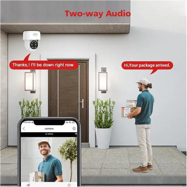 Alt view image 6 of 7 - 8MP 5MP 4MP 2MP WiFi Surveillance Camera Outdoor Humanoid Detection Color Night Vision 10X Digital Zoom PTZ Security Camera(Two Lens 8MP 128G)