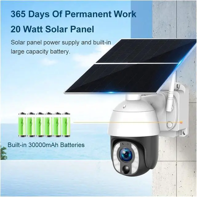 Alt view image 4 of 7 - 4K 8MP 20X Optical Zoom Solar Camera 24 Hours Recording 4G/WiFi Auto Tracking 30000mAh Battery Cameras 20W Solar Panel(4G Cam Add 64G)