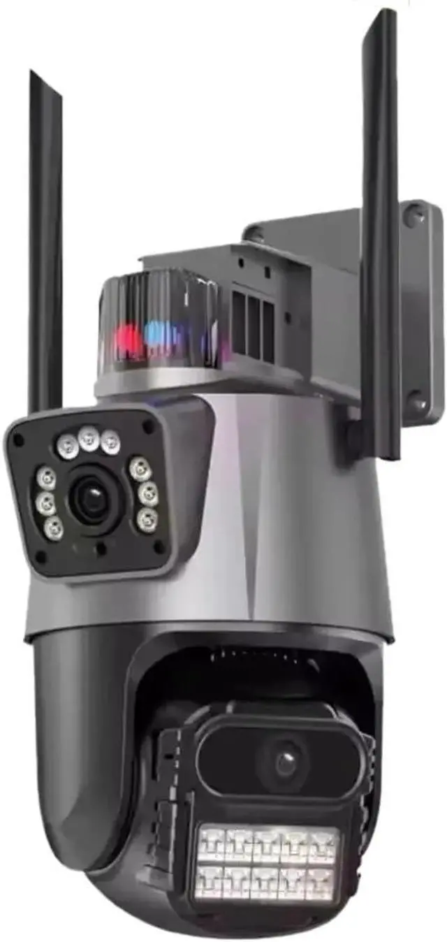 Alt view image 2 of 7 - 12MP 6K Three Lens Dual Screen PTZ Surveillance Device, 8X Zoom Auto Tracking Outdoor WiFi Home Security Cam(8MP NO SD Card)