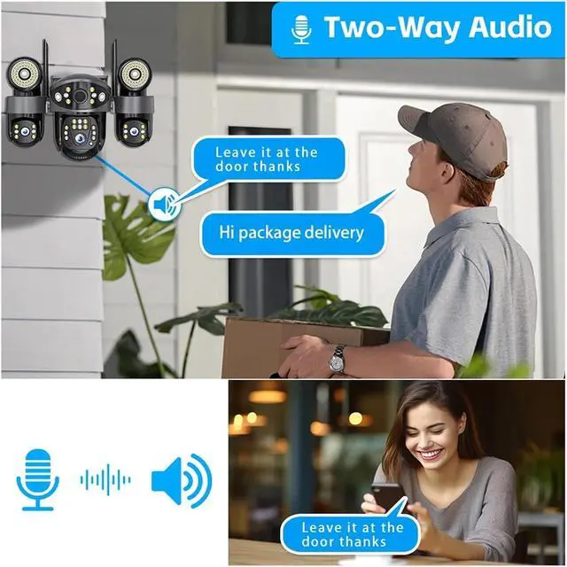 Alt view image 5 of 6 - 6MP Three Lens WiFi PTZ Security Cam Floodlight Night Vision Surveillance(US_WiFi)