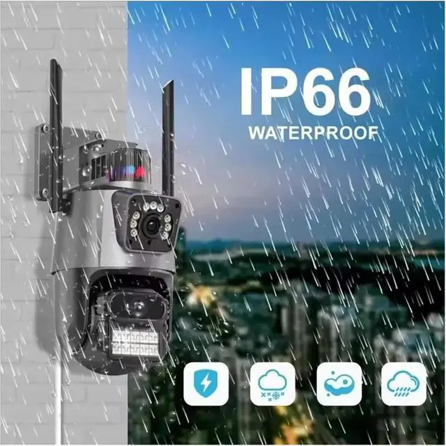 Alt view image 7 of 7 - 12MP 6K Three Lens Dual Screen PTZ Surveillance Device, 8X Zoom Auto Tracking Outdoor WiFi Home Security Cam(8MP NO SD Card)