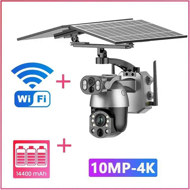Alt view image 2 of 2 - 4k Dual Lens View 50X Optical Zoom Solar Battery PTZ Camera 10MP SIM Card Outdoor WiFi CCTV Surveillance Camera(WiFi 10MP Camera)