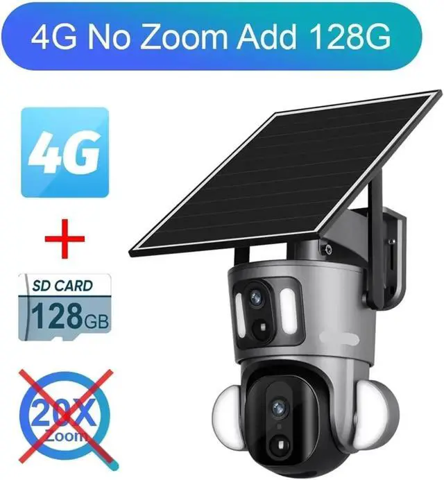 Alt view image 2 of 7 - 4K 20X Optical Zoom Dual Screen Solar Camera Outdoor 8MP 4G/WiFi PTZ Dual PIR Detection Auto Tracking Security Cameras(4G No Zoom 128G)