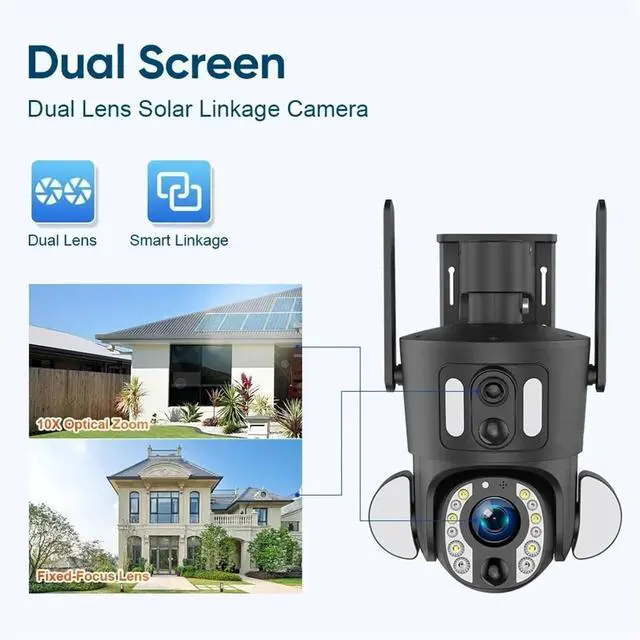 Alt view image 4 of 7 - 4K 20X Optical Zoom Dual Screen Solar Camera Outdoor 8MP 4G/WiFi PTZ Dual PIR Detection Auto Tracking Security Cameras(4G No Zoom 128G)