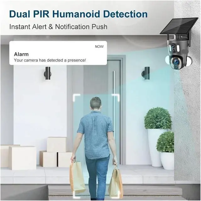 Alt view image 5 of 7 - 4K 20X Optical Zoom Dual Screen Solar Camera Outdoor 8MP 4G/WiFi PTZ Dual PIR Detection Auto Tracking Security Cameras(4G No Zoom 128G)