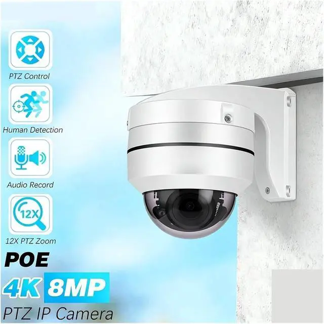 Alt view image 2 of 7 - 12X Zoom 8MP 4K POE IP Camera Outdoor 5MP Human Detection Metal PTZ Speed Dome Camera 80M IR Auido P2P CCTV Surveillance Cameras