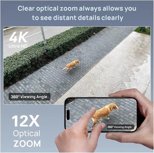Alt view image 3 of 7 - 12X Zoom 8MP 4K POE IP Camera Outdoor 5MP Human Detection Metal PTZ Speed Dome Camera 80M IR Auido P2P CCTV Surveillance Cameras
