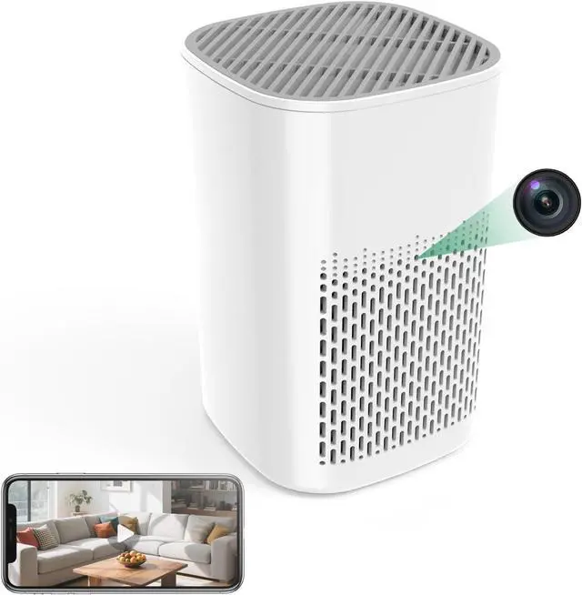 Main image of 2K Hidden Camera Air Purifier Design, Indoor WiFi Security Camera with Motion Detection, App Remote Viewing, Dual-Band 2.4G/5G, Battery Powered Nanny Cam for Home Monitoring