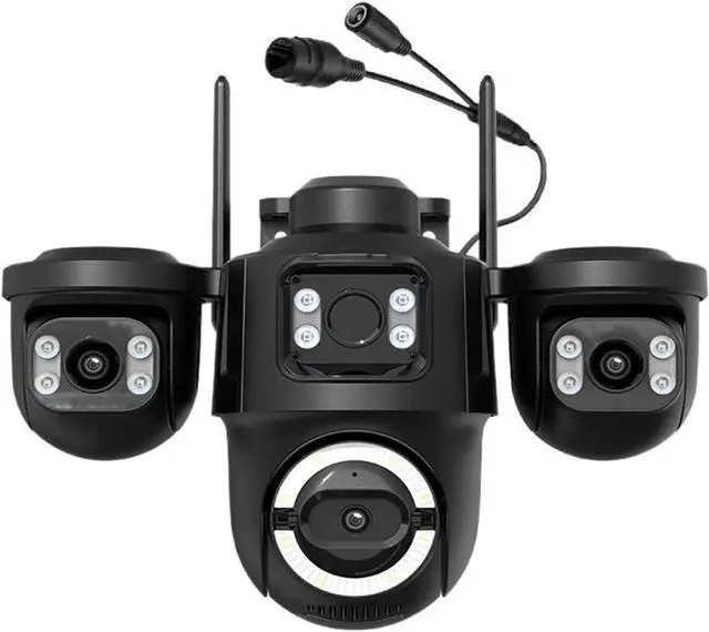 Main image of WiFi IP Camera Outdoor Three Screen Home Security PTZ Camera CCTV Surveillance AI Human Detection Monitor(EU Plug)
